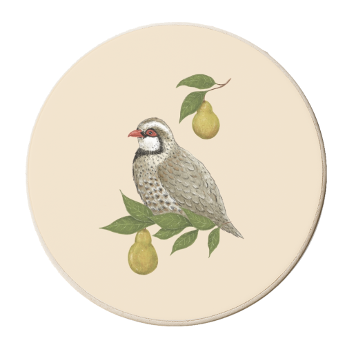 Partridge in a Pear Tree - personalised beer coaster by Ellie Bednall