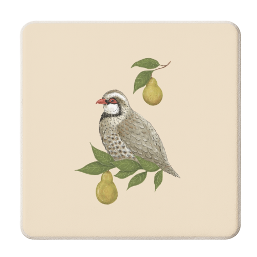 Partridge in a Pear Tree - personalised beer coaster by Ellie Bednall