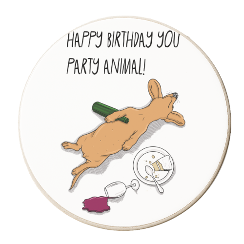Party Animal Birthday Greeting - personalised beer coaster by Adam Regester