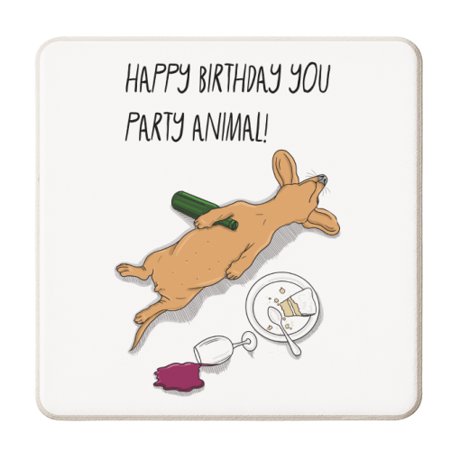 Party Animal Birthday Greeting - personalised beer coaster by Adam Regester