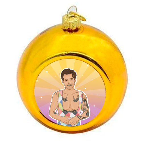 Party in Styles - colourful christmas bauble by Loren Grosvenor