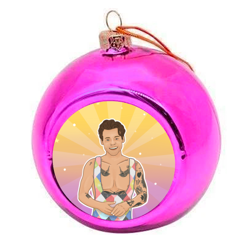 Party in Styles - colourful christmas bauble by Loren Grosvenor