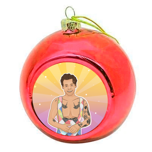 Party in Styles - colourful christmas bauble by Loren Grosvenor