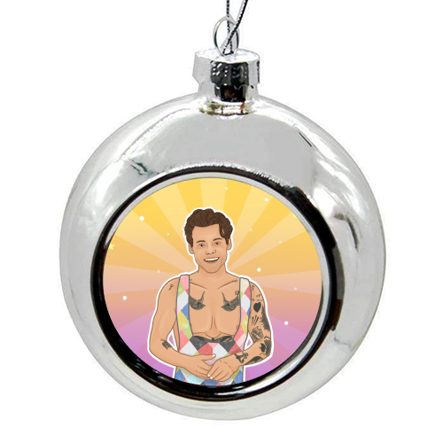 Party in Styles - colourful christmas bauble by Loren Grosvenor