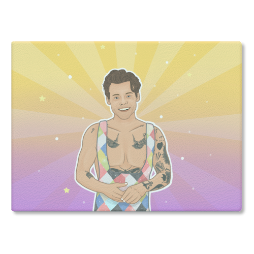 Party in Styles - glass chopping board by Loren Grosvenor