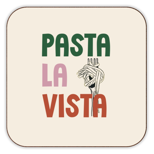 Pasta La Vista foodie gift - personalised beer coaster by Giddy Kipper