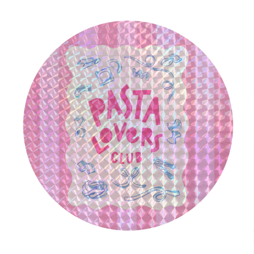 Pasta Lovers Club • Preppy Pink Stripes - Circle Sticker by Dominique Vari