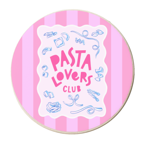 Pasta Lovers Club • Preppy Pink Stripes - personalised beer coaster by Dominique Vari