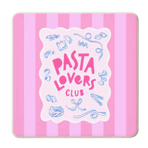 Pasta Lovers Club • Preppy Pink Stripes - personalised beer coaster by Dominique Vari