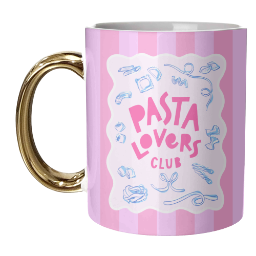 Pasta Lovers Club • Preppy Pink Stripes - unique mug by Dominique Vari