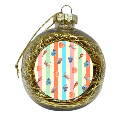 Pastel Boho Seashells Pattern - xmas bauble by EZbie