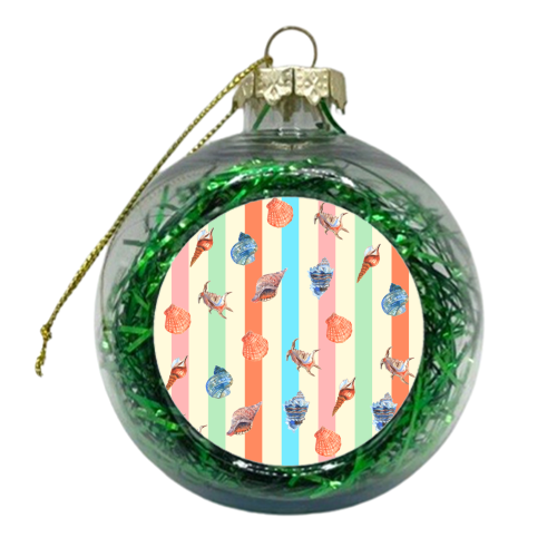 Pastel Boho Seashells Pattern - xmas bauble by EZbie