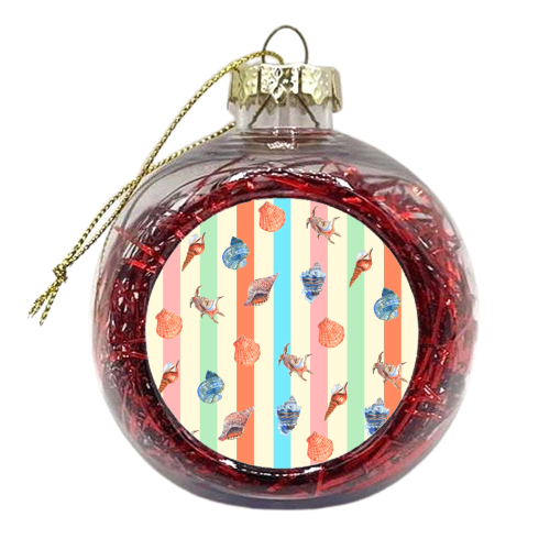 Pastel Boho Seashells Pattern - xmas bauble by EZbie