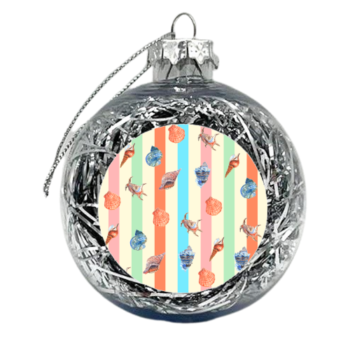 Pastel Boho Seashells Pattern - xmas bauble by EZbie