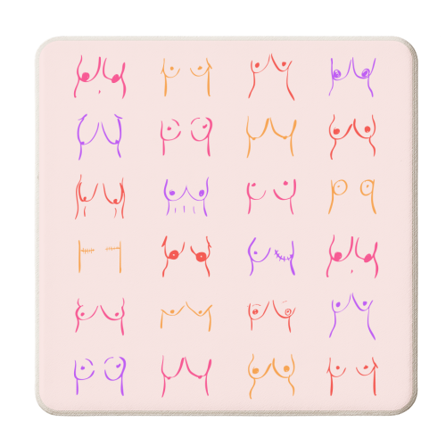 Pastel Boobs Line Art - personalised beer coaster by EZbie