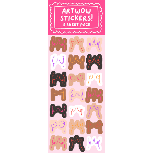 Pastel Boobs Line Art - Sticker Pack by EZbie