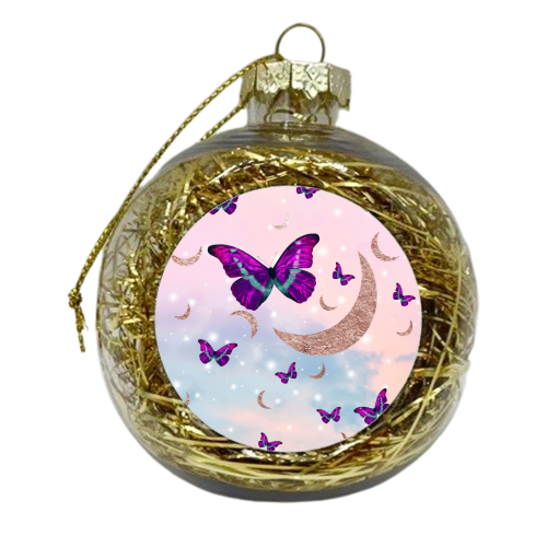 Pastel Cosmos Butterfly Moon Dream #1 #decor #art - xmas bauble by Anita Bella Jantz