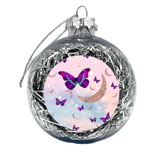 Pastel Cosmos Butterfly Moon Dream #1 #decor #art - xmas bauble by Anita Bella Jantz