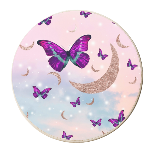 Pastel Cosmos Butterfly Moon Dream #1 #decor #art - personalised beer coaster by Anita Bella Jantz