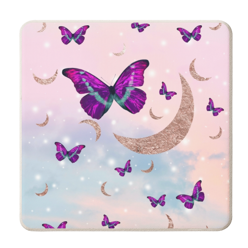Pastel Cosmos Butterfly Moon Dream #1 #decor #art - personalised beer coaster by Anita Bella Jantz