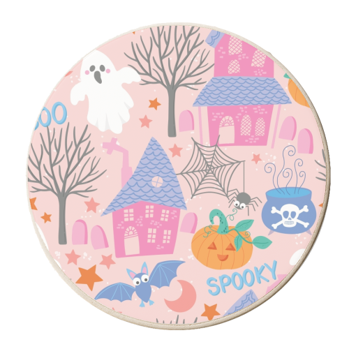 Pastel Halloween - personalised beer coaster by Mandy Kippax