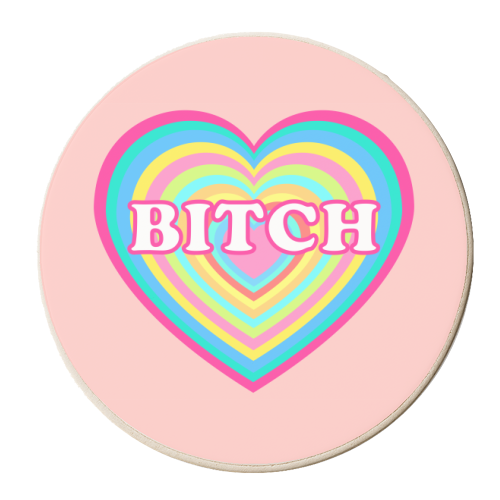 Pastel Heart Bitch - personalised beer coaster by Adam Regester