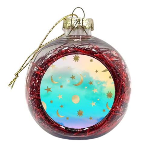 Pastel Rainbow Starry Sky Moon Dream #1 #decor #art - xmas bauble by Anita Bella Jantz