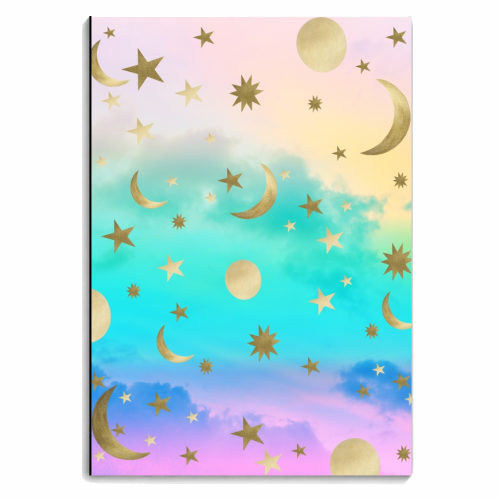 Pastel Rainbow Starry Sky Moon Dream #1 #decor #art - personalised A4, A5, A6 notebook by Anita Bella Jantz