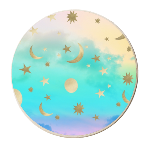 Pastel Rainbow Starry Sky Moon Dream #1 #decor #art - personalised beer coaster by Anita Bella Jantz