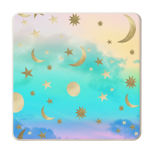 Pastel Rainbow Starry Sky Moon Dream #1 #decor #art - personalised beer coaster by Anita Bella Jantz