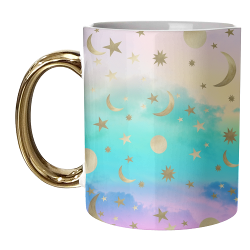 Pastel Rainbow Starry Sky Moon Dream #1 #decor #art - unique mug by Anita Bella Jantz