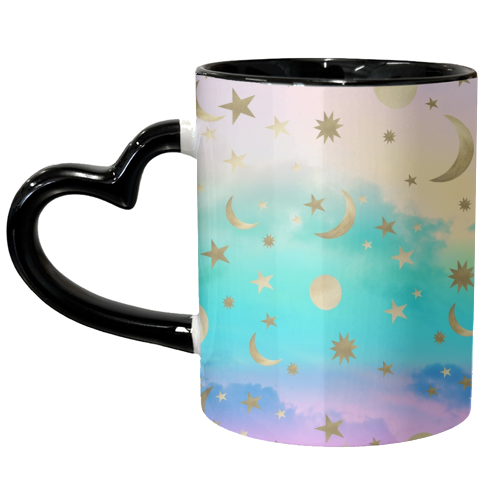 Pastel Rainbow Starry Sky Moon Dream #1 #decor #art - unique mug by Anita Bella Jantz