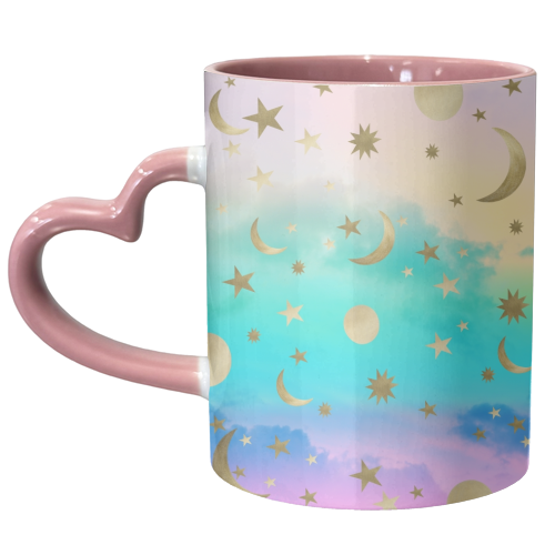 Pastel Rainbow Starry Sky Moon Dream #1 #decor #art - unique mug by Anita Bella Jantz