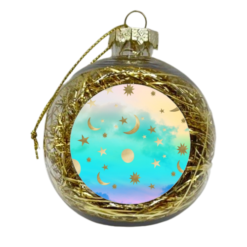 Pastel Rainbow Starry Sky Moon Dream #1 #decor #art - xmas bauble by Anita Bella Jantz
