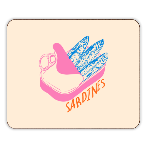 Pastel Sardines in Tin – Cute Retro Kitchen Art - designer placemat by EZbie