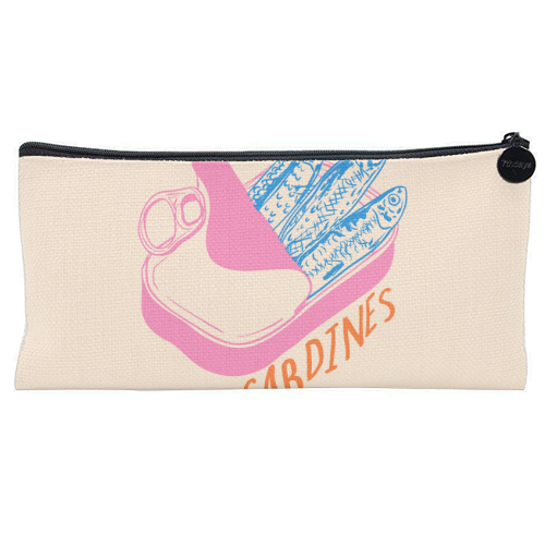 Pastel Sardines in Tin – Cute Retro Kitchen Art - flat pencil case by EZbie
