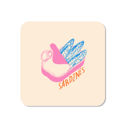 Pastel Sardines in Tin – Cute Retro Kitchen Art - Magnet by EZbie