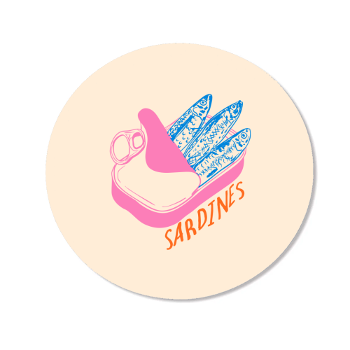 Pastel Sardines in Tin – Cute Retro Kitchen Art - Magnet by EZbie