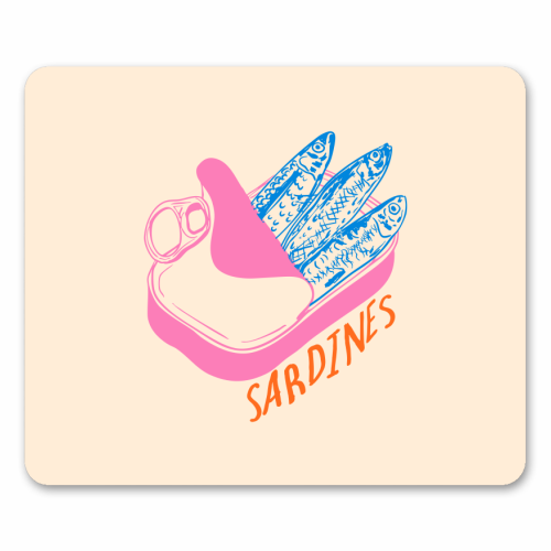 Pastel Sardines in Tin – Cute Retro Kitchen Art - mouse mat by EZbie
