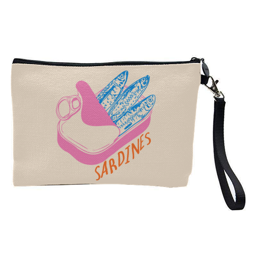 Pastel Sardines in Tin – Cute Retro Kitchen Art - pretty makeup bag by EZbie