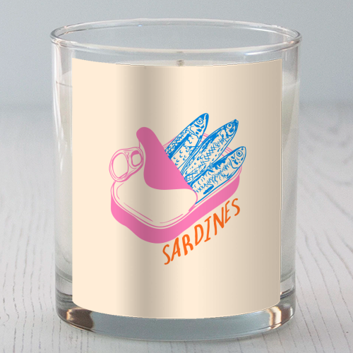 Pastel Sardines in Tin – Cute Retro Kitchen Art - scented candle by EZbie