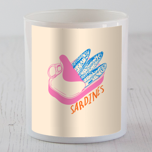 Pastel Sardines in Tin – Cute Retro Kitchen Art - scented candle by EZbie
