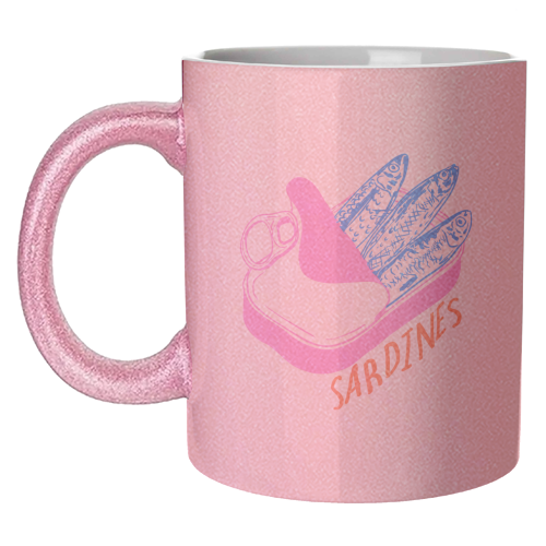 Pastel Sardines in Tin – Cute Retro Kitchen Art - unique mug by EZbie