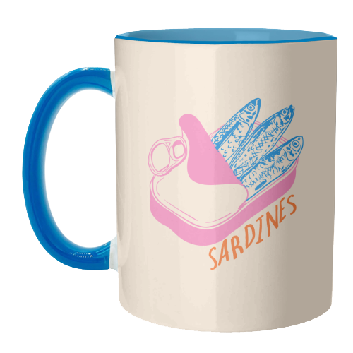 Pastel Sardines in Tin – Cute Retro Kitchen Art - unique mug by EZbie