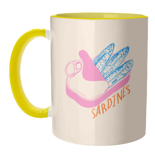 Pastel Sardines in Tin – Cute Retro Kitchen Art - unique mug by EZbie