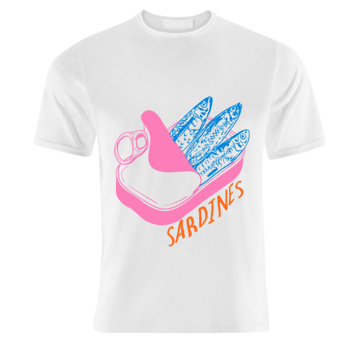 Pastel Sardines in Tin – Cute Retro Kitchen Art - unique t shirt by EZbie