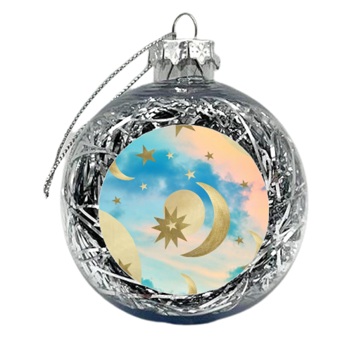 Pastel Starry Sky Moon Dream #3 #decor #art - xmas bauble by Anita Bella Jantz