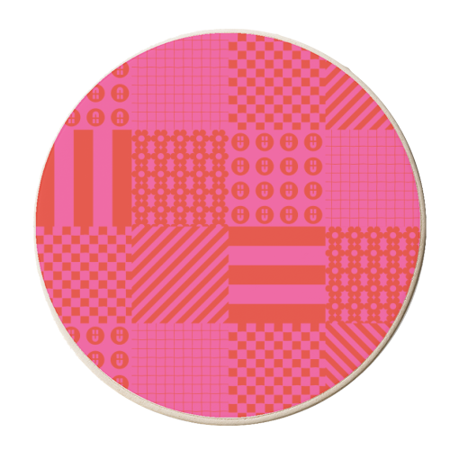 Patchwork Graphic Grid - personalised beer coaster by Lucy Elliott