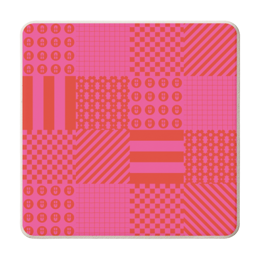 Patchwork Graphic Grid - personalised beer coaster by Lucy Elliott