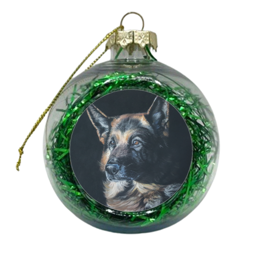 German Shepherd - Patience - xmas bauble by Sarah Perry Fine Art